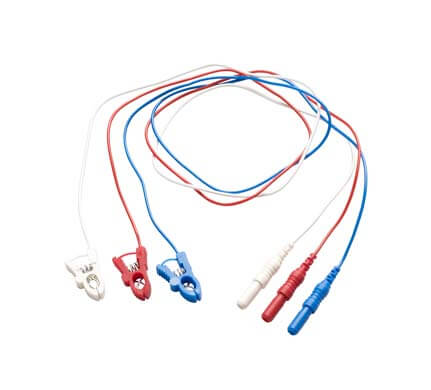 Pinch clip electrode cable 3 pcs (blue, red, white)