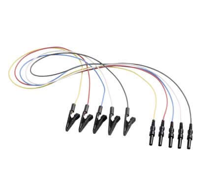 Alligator clip electrode cable, 5 pcs (Blue, Red, White, Yellow, Black)