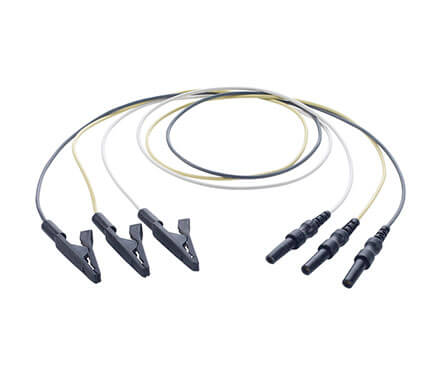 Alligator clip electrode cable, 3 pcs (Black, yellow, white)