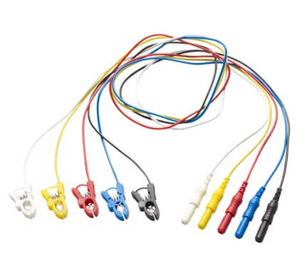 Pinch clip electrode cable 5 pcs (blue, red, white, yellow, black)